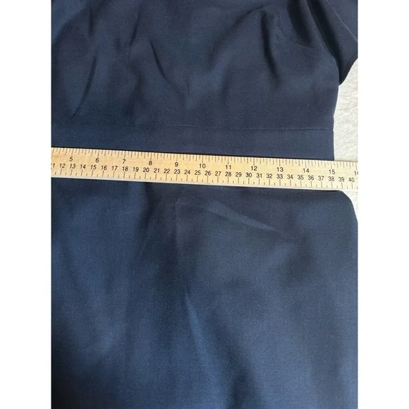 J.CREW Women's Monday Dress Lined Solid 100% Blue Wool Ruffle Sheath Career Sz 8 - Picture 6 of 16